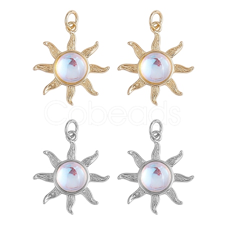4Pcs 2 Colors Glass Pendants GLAA-SZ0001-91-1