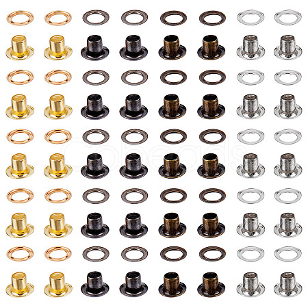 200 Sets 4 Colors Iron Grommet Eyelet Findings SCRA-GF0001-02-1
