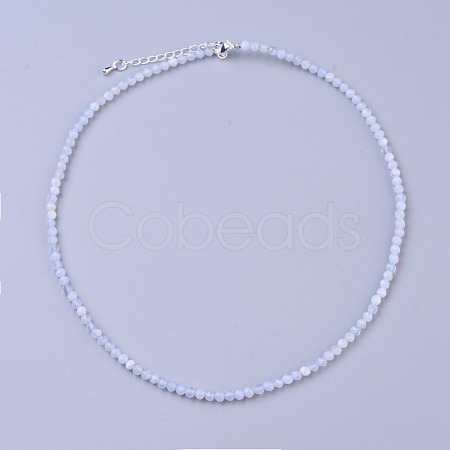 Natural Blue Lace Agate Beaded Necklaces NJEW-K114-B-A08-1