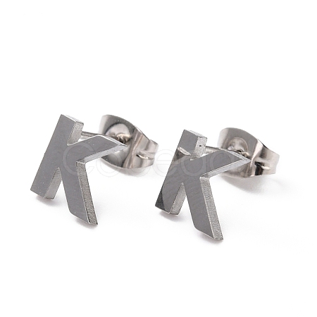 Tarnish Resistant 304 Stainless Steel Greek Alphabet Stud Earrings STAS-D007-07P-14-1