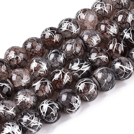 Drawbench Crackle Glass Beads Strands GLAA-N006-8mm-01-1