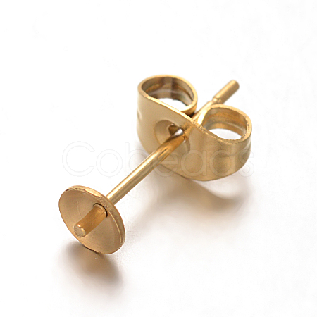Ion Plating(IP) 304 Stainless Steel Stud Earring Findings X-STAS-F075-40-1