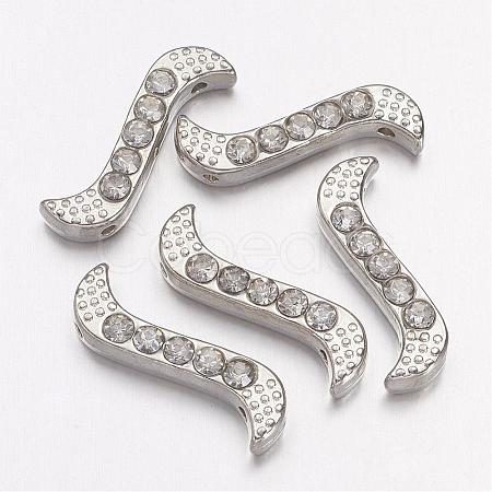 Alloy S-Shape Rhinestone Spacers Bars ALRI-H003-1-1