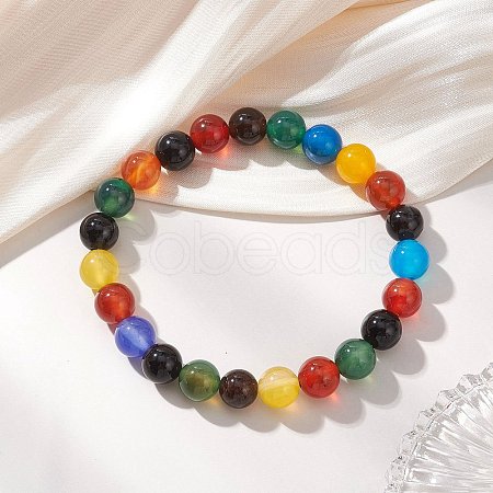 Natural Agate Beaded Stretch Bracelets for Women BJEW-JB12963-1