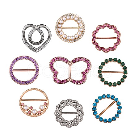 9Pcs 9 Style Alloy Rhinestone Buckles DIY-SZ0008-58-1