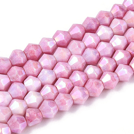 Anti-Tarnish Electroplate Bicone Glass Beads Strands X-EGLA-T021-4mm-16-04-1