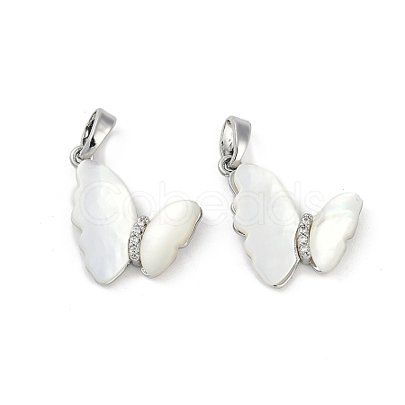 Natural White Shell Butterfly Pendants KK-U043-25P-1