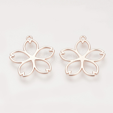 Rack Plating Alloy Open Back Bezel Pendants PALLOY-R099-31RG-FF-1