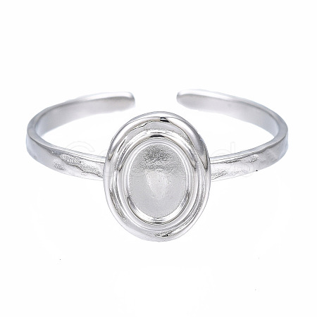 Non-Tarnish 304 Stainless Steel Open Cuff Finger Ring Cabochon Settings LS-STAS-T060-11P-1