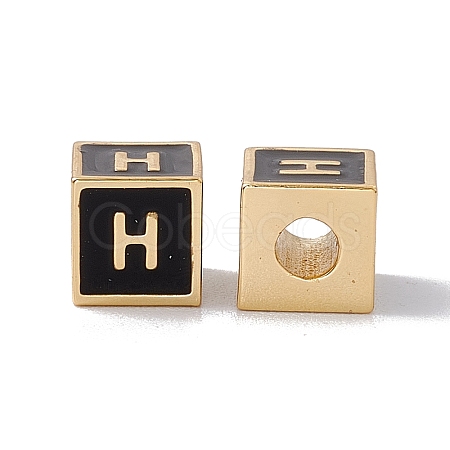 Rack Plating Brass Enamel Beads KK-B060-04G-01H-1