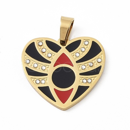 Ion Plating(IP) 304 Stainless Steel Enamel Rhinestone Pendants STAS-Q325-02F-G-1