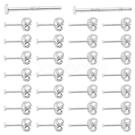 925 Sterling Silver Flat Pad Stud Earring Findings STER-PH0002-76-1