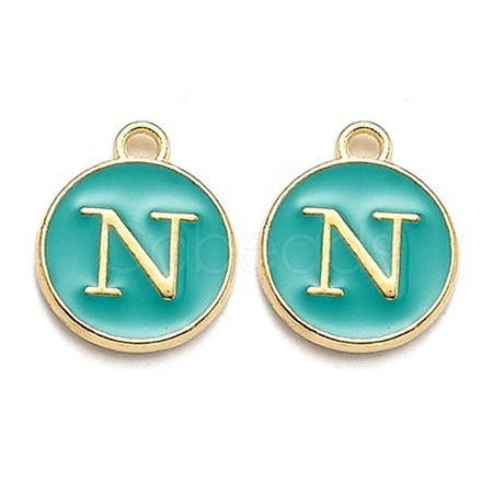 Golden Plated Alloy Enamel Charms ENAM-Q437-15N-1