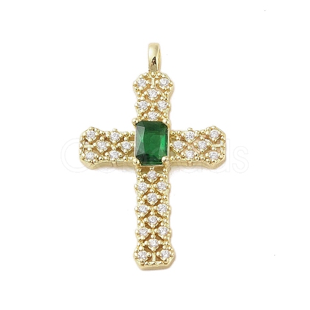 Golden Brass Micro Pave Cubic Zirconia Pendants KK-A209-07B-G-1