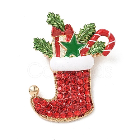 Christmas Alloy Rhinestone Brooch for Backpack Clothes JEWB-I045-01KCG-03-1