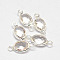 Oval Faceted Silver Color Plated Brass Glass Links connectors, Clear, 15x6.5x3.2mm, Hole: 1mm