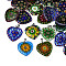 Handmade Millefiori Glass Pendants, with Platinum Plated Iron Findings, Heart, Mixed Color, 27x24x3mm, Hole: 5x2mm