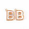 Brass Charms, with Shell, Real 18K Gold Plated, Nickel Free, Letter.B, 11x8x2mm, Hole: 0.8mm