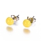 Tarnish Resistant Spray Paint 304 Stainless Steel Stud Earrings, with Earring Backs, Half Round, Yellow, 6x3mm, Pin: 0.8mm