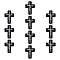 Olycraft 10Pcs Cross with Word Jesus Silicone Beads, Chewing Beads For Teethers, for DIY Supplies Jewelry Making, Black, 30x23x8mm