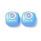 Spray Painted Alloy Enamel Beads, Square with Eye, Deep Sky Blue, 10x10x4mm, Hole: 1.8mm