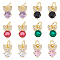 DICOSMETIC 12PCS 6Colors Brass Micro Pave Cubic Zirconia Charms, Real 18K Gold Plated, Cadmium Free & Lead Free, Rabbit, Mixed Color, 10x6.5x3mm, Hole: 3.8mm, 2pcs/color