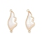 Natural Shell Connector Charms, Wing Links with Rack Plating Brass Findings, Long-Lasting Plated, Real 18K Gold Plated, 27x9.5x3mm, Hole: 1.2mm