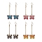 Alloy Enamel Butterfly Dangle Earrings, Mixed Color, 67x22mm