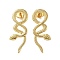 304 Stainless Steel Stud Earring, Garden Reptile Serpentine Snake Earring for Women, Real 18K Gold Plated, 30x11mm