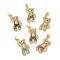 Brass Pendants, with Cubic Zirconia, Lead Free & Cadmium Free, Bear Charms, Real 18K Gold Plated, Mixed Color, 27.5x16x4.5mm, Hole: 5.3x3.2mm