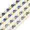 Brass Rhinestone Strass Chains, with ABS Plastic Imitation Pearl, Rhinestone Cup Chain, Grade A, Raw(Unplated), Sapphire, 2x2mm, 4000pcs rhinestone/bundle, about 32.8 Feet(10m)/bundle