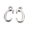 Platinum Plated Alloy Letter Pendants, Rack Plating, Cadmium Free & Lead Free, Letter.C, 15x8x2mm, Hole: 1.5mm