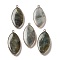 Natural Labradorite Pendants, Light Gold Plated Brass Horse Eye Charms, 44.5~45x20.5~21x4mm, Hole: 2mm