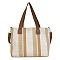 Striped Canvas Bag, Large Capacity Tote Bag, Shoulder Crossbody Bag, White, 37x30cm