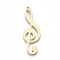 Aluminium Big Pendants, Laser Cut Big Pendants, Treble Clef, Golden, 50x17x1mm, Hole: 2mm