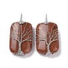 Natural & Synthetic Mixed Gemstone Copper Wire Wrapped Pendants G-H281-08P-2