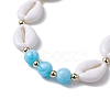 Adjustable Acrylic Shell Shape Braided Bead Anklets AJEW-AN00571-3