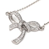 Brass Micro Pave Clear Cubic Zirconia Bowknot Pendant Necklaces NJEW-F326-04P-1