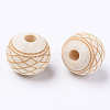 Unfinished Natural Wood European Beads WOOD-S057-020A-2