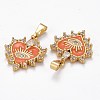 Brass Clear Cubic Zirconia Pendants ZIRC-J025-67G-02-3