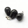Teardrop Natural Black Stone Pendants G-Q435-21-2