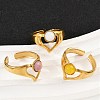 316 Stainless Steel with Natural Mixed Gemstone Cuff Rings RJEW-Z098-01G-13-2