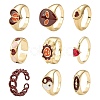 9Pcs 9 Style Heart & Curb Chain & Oval Rings RJEW-LS0001-57-1