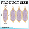 4Pcs Hexagon Natural Amethyst Faceted Pendants KK-BC0015-92A-G-2