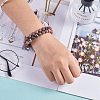 Natural Rhodonite Braided Bead Bracelet BJEW-SW00001-17-5