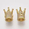 Rack Plating Brass Cubic Zirconia Beads ZIRC-S034-02G-2