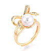 Bowknot Brass Micro Pave Clear Cubic Zirconia Adjustable Ring Settings KK-T076-27G-4