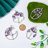 8Pcs 4 Styles Flower & Moon & Oval & Hexagon Natural Amethyst Copper Wire Wrapped Chip Big Pendants G-DC0001-26-3