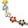 Colorful Enamel Flower Link Chain Bracelet BJEW-C023-02P-2