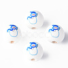 Painted Natural Wood Round Beads WOOD-N006-183-2